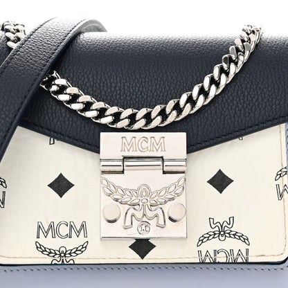 MCM Calfskin Visetos Mini Patricia Crossbody Bag Indigo White 9 of 11