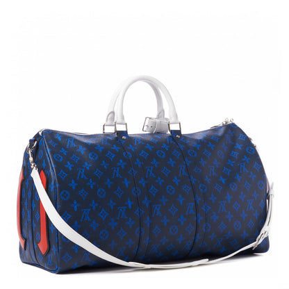 Louis Vuitton Vintage Monogram Somewhere Somehow Everyday LV Keepall Bandouliere 50 Blue 2 of 9