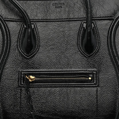 Celine Crinkled Patent Calfskin Medium Phantom Luggage Black 9 of 11