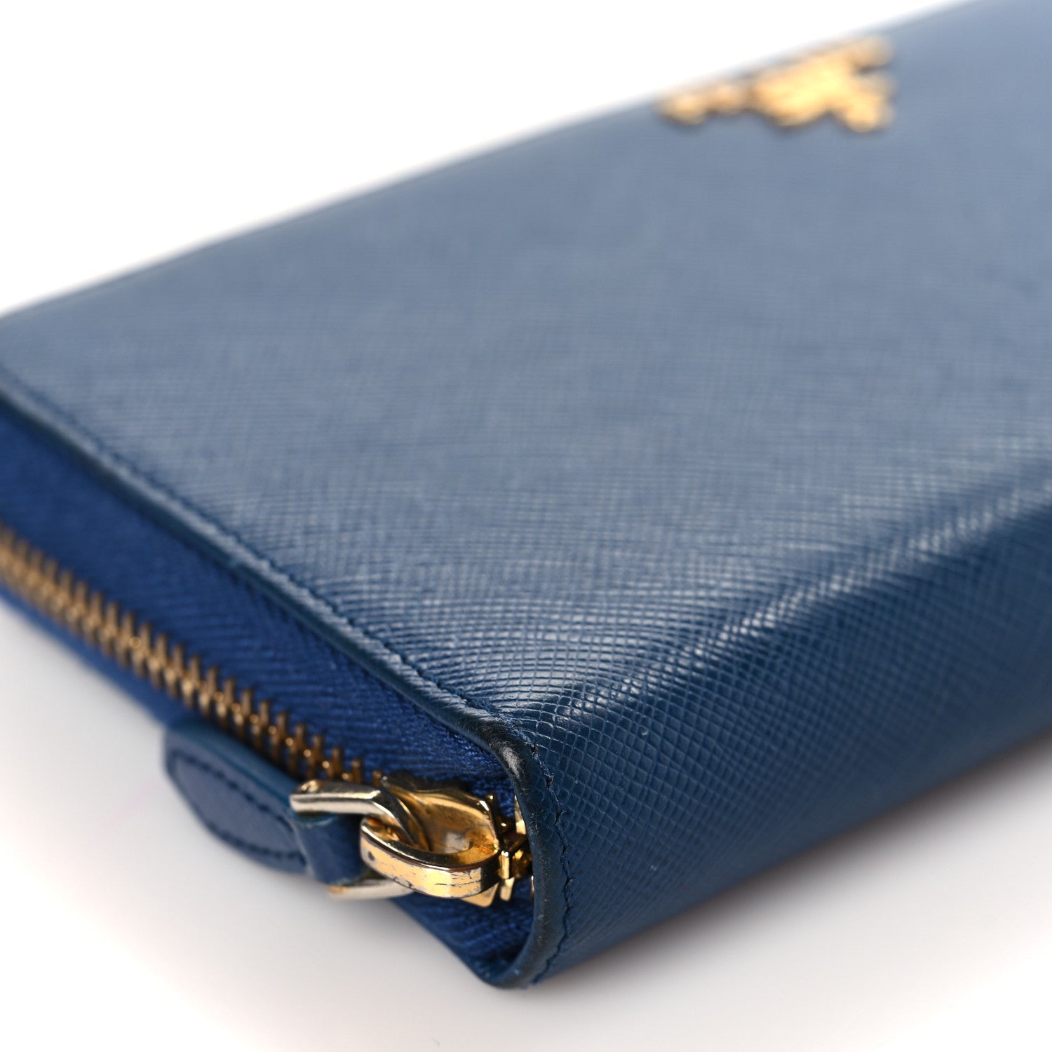 Prada Saffiano Metal Zip Around Wallet Bleuette 7 of 9