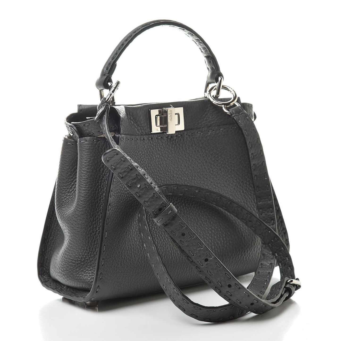 Cuoio Romano Selleria Bi-Color Mini Peekaboo Iconic Satchel Asfalto Latte