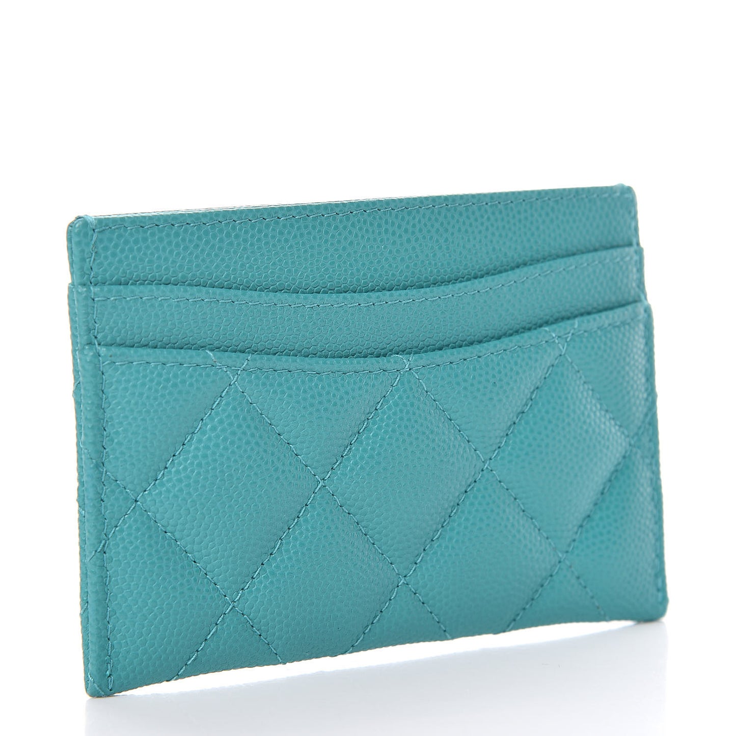 Caviar Quilted Card Holder Turquoise