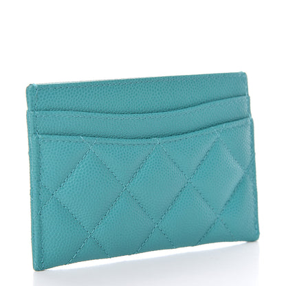 Chanel Caviar Quilted Card Holder Turquoise 3 of 9