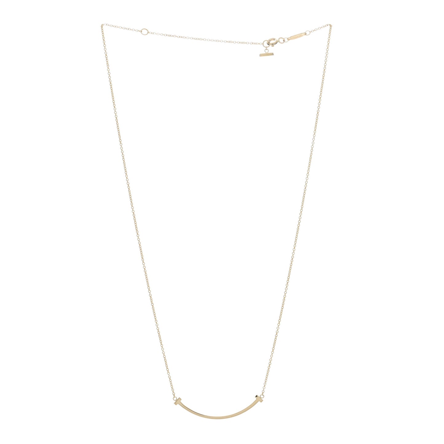 18K Yellow Gold Small T Smile Pendant Necklace