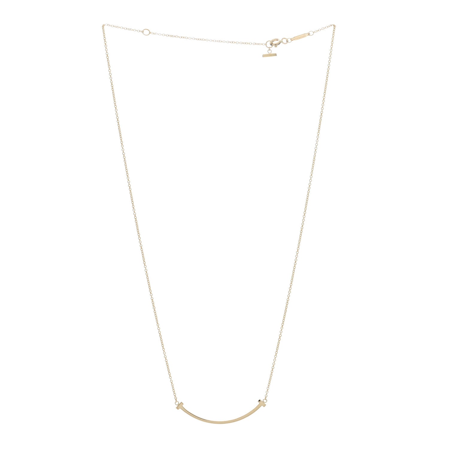 Tiffany 18K Yellow Gold Small T Smile Pendant Necklace 3 of 4