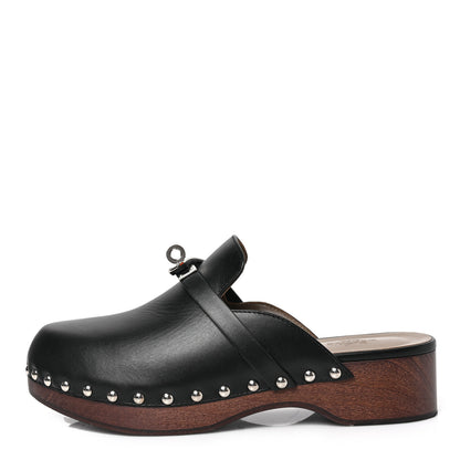 Hermes Calfskin Carlotta Mules 37 Black 1 of 8