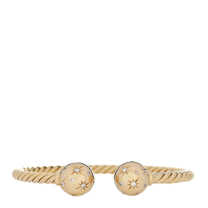 David Yurman 18K Yellow Gold Diamond 4mm Solari Bracelet 1 of 3