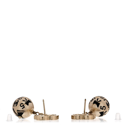 Chanel Enamel Pearl CC Camellia Drop Earrings Black Gold 3 of 5