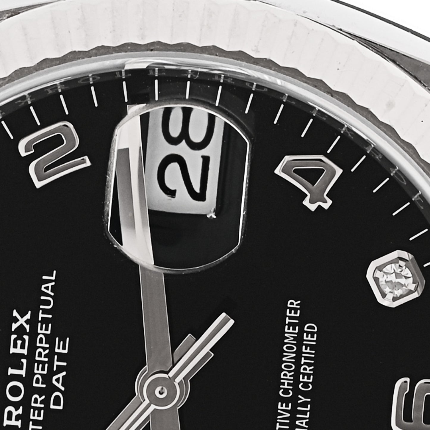 Stainless Steel 18K White Gold Diamond 34mm Oyster Perpetual Date Watch Black 115234