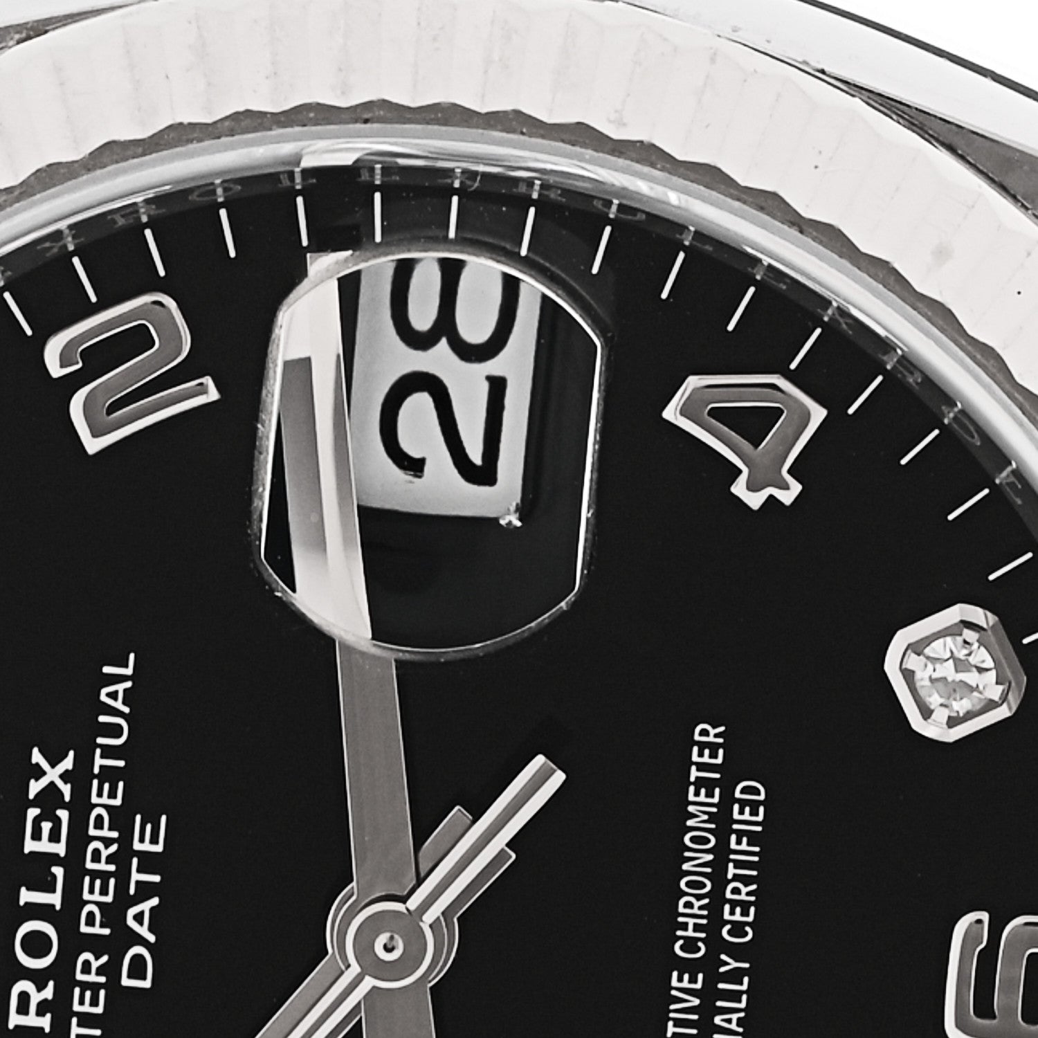 Rolex Stainless Steel 18K White Gold Diamond 34mm Oyster Perpetual Date Watch Black 115234 5 of 6