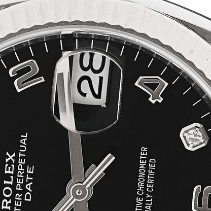 Rolex Stainless Steel 18K White Gold Diamond 34mm Oyster Perpetual Date Watch Black 115234 5 of 6
