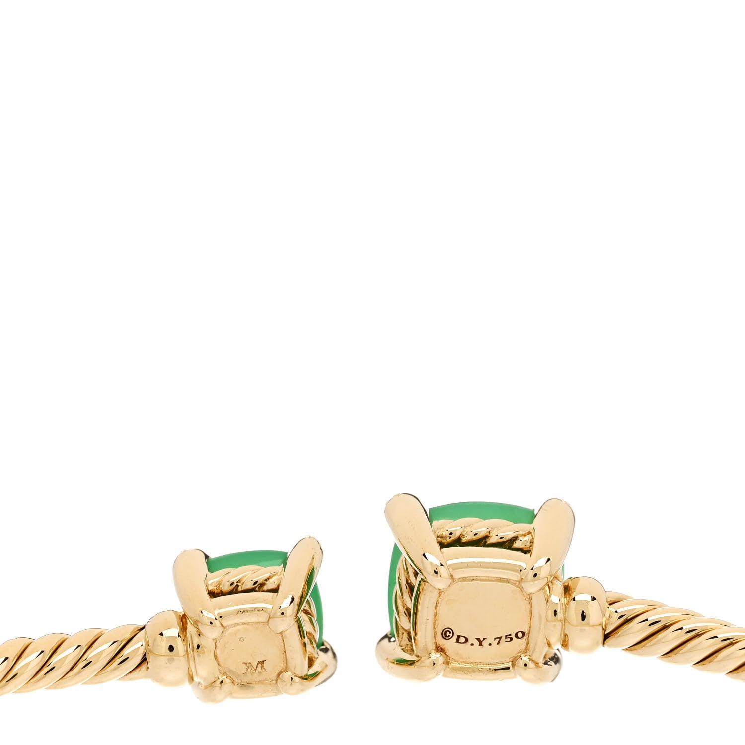 David Yurman 18K Yellow Gold Diamond Chrysoprase Chatelaine Bypass Bracelet 3 of 3