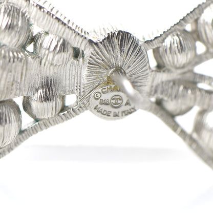 Chanel Pearl CC Bow Earrings Silver 4 of 4