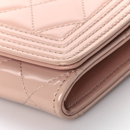 Chanel Iridescent Calfskin Quilted Boy Wallet on Removable Chain Light Pink 10 of 12