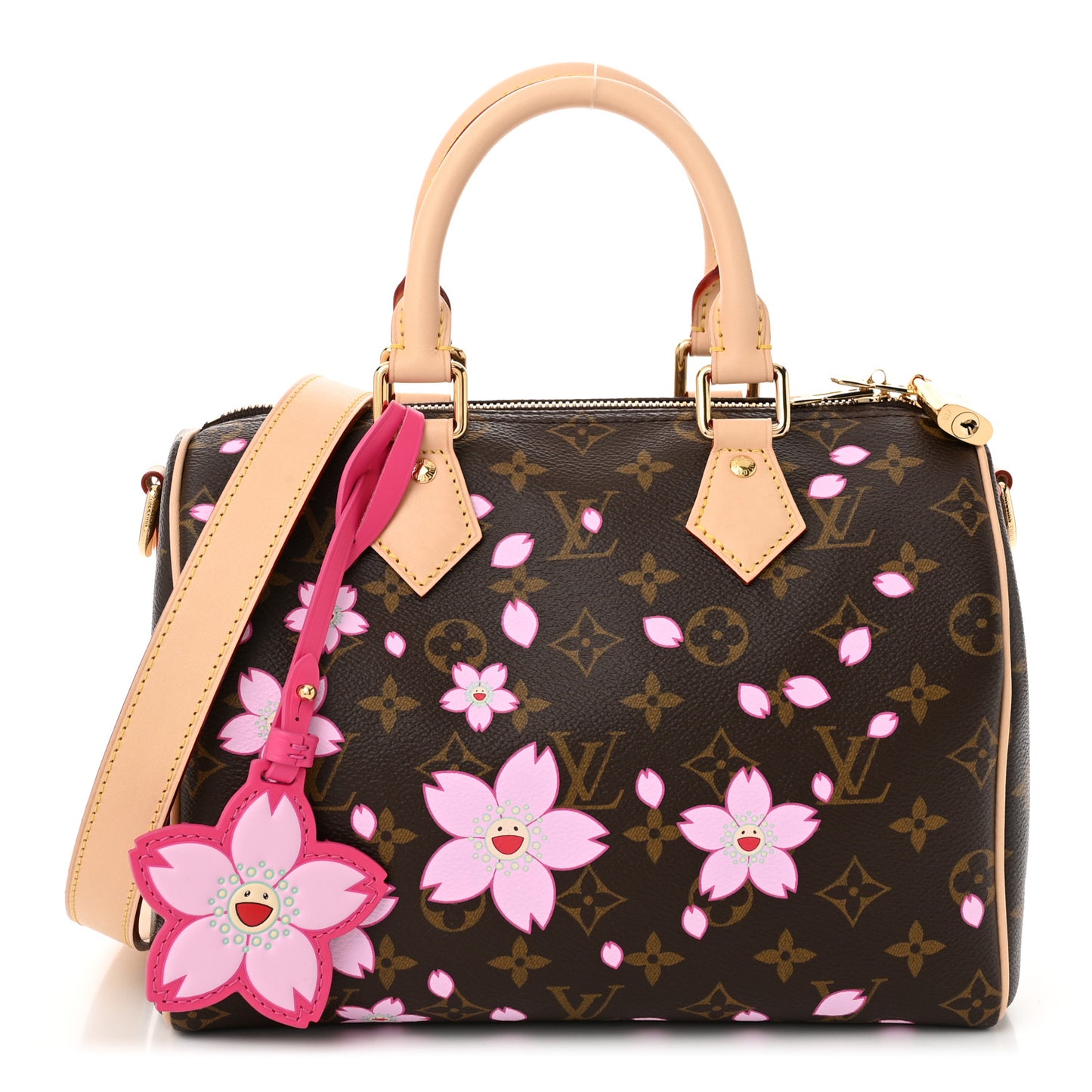 LV X TM Monogram Cherry Blossom Speedy Bandouliere 25 Sakura Brown