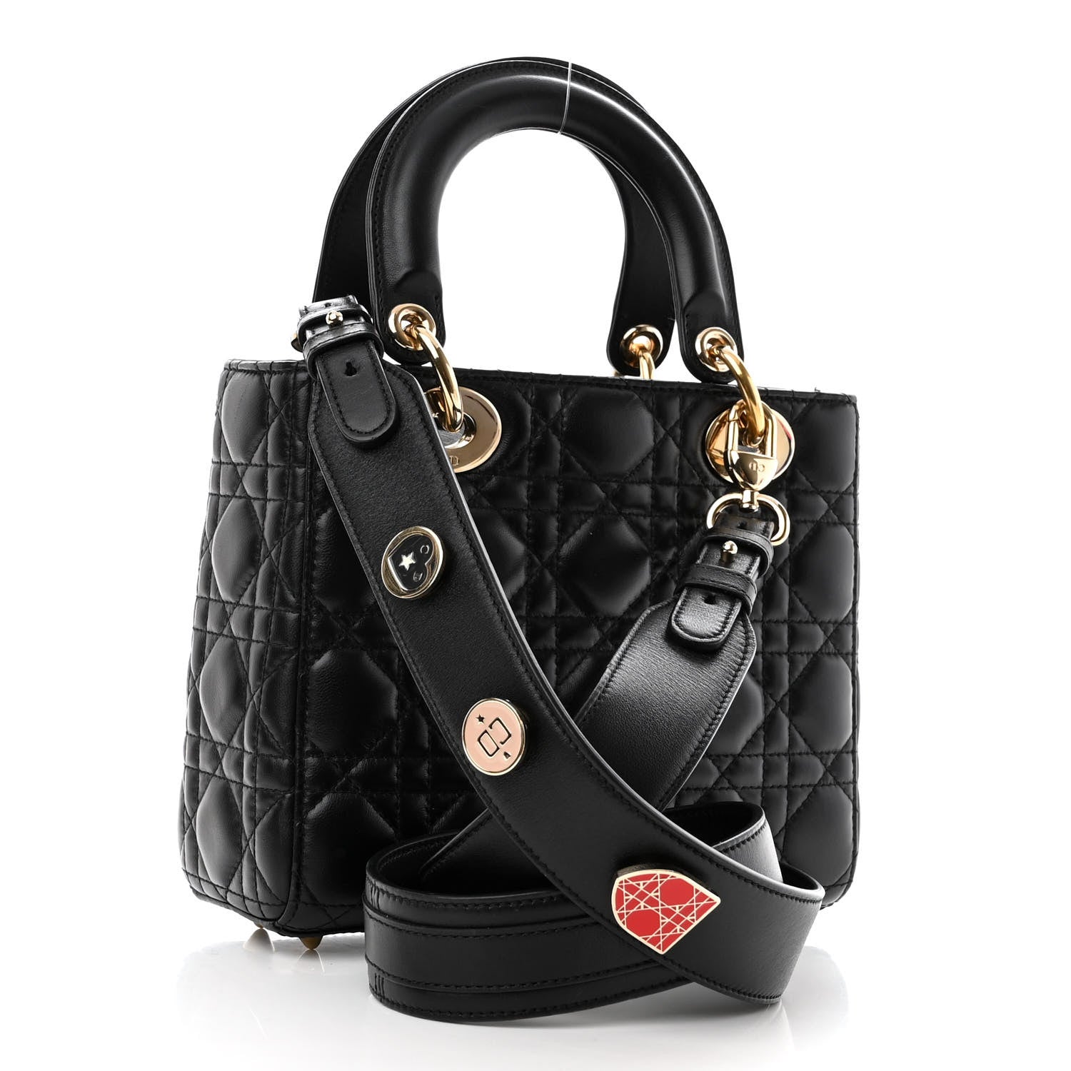 Christian Dior Lambskin Cannage Small Lucky Badges My Lady Dior Black 3 of 9