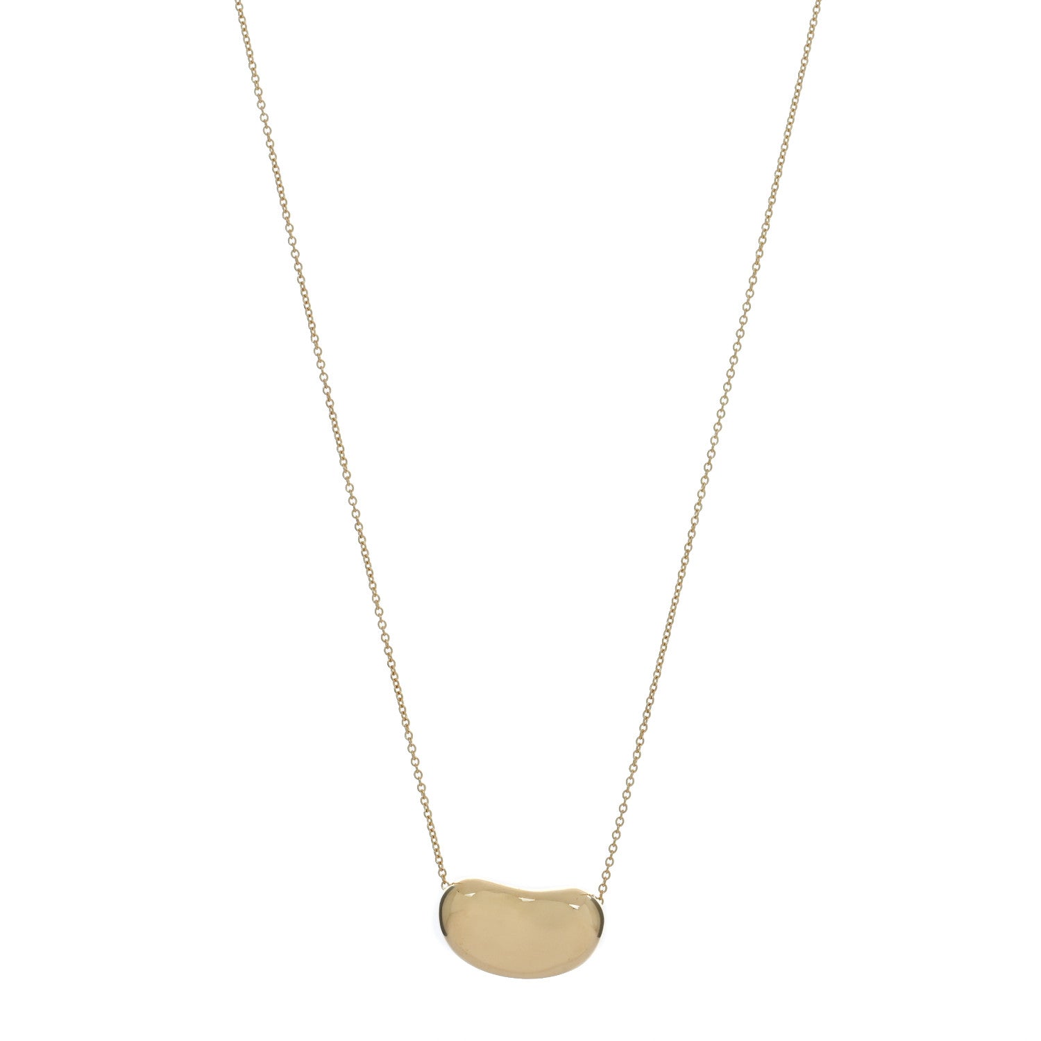 Tiffany 18K Yellow Gold 20mm Elsa Peretti Bean Pendant Necklace 1 of 4