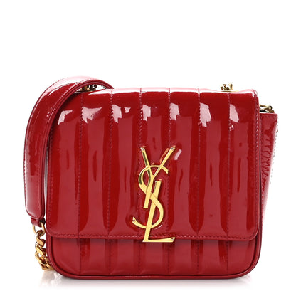 Saint Laurent SAINT LAURENT Patent Matelasse Monogram Small Vicky Chain Bag Red 1 of 9