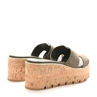 Hermes Suede Goatskin Cork Eze 30 Sandals 40 Vert Toundra 5 of 10