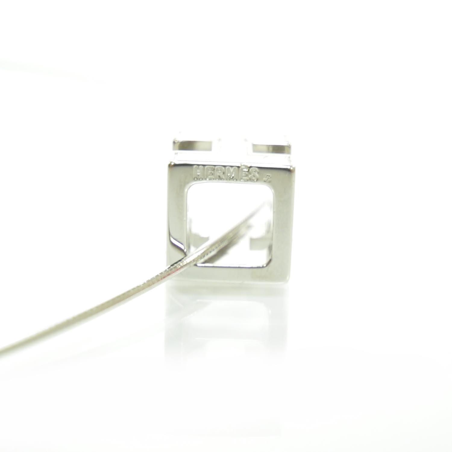 Hermes Cage d H Necklace Silver and Orange 6 of 6