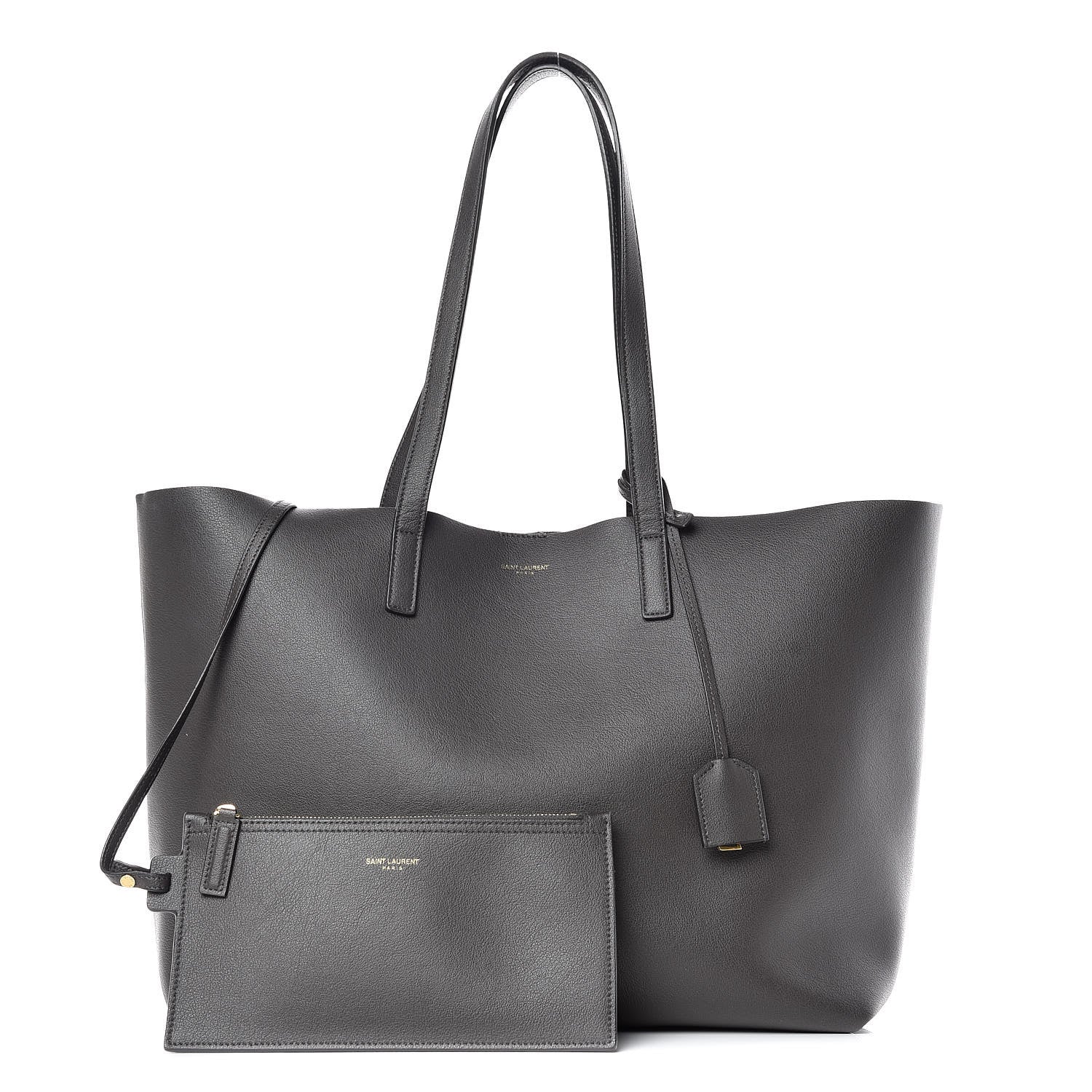 Saint Laurent Calfskin Large Shopping Tote Dark Grey 1 of 12