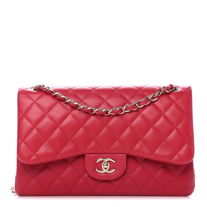 Chanel Lambskin Quilted Jumbo Double Flap Red 1 of 9