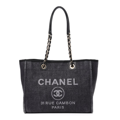 Chanel Mixed Fibers Calfskin Small Deauville Tote Black 1 of 12