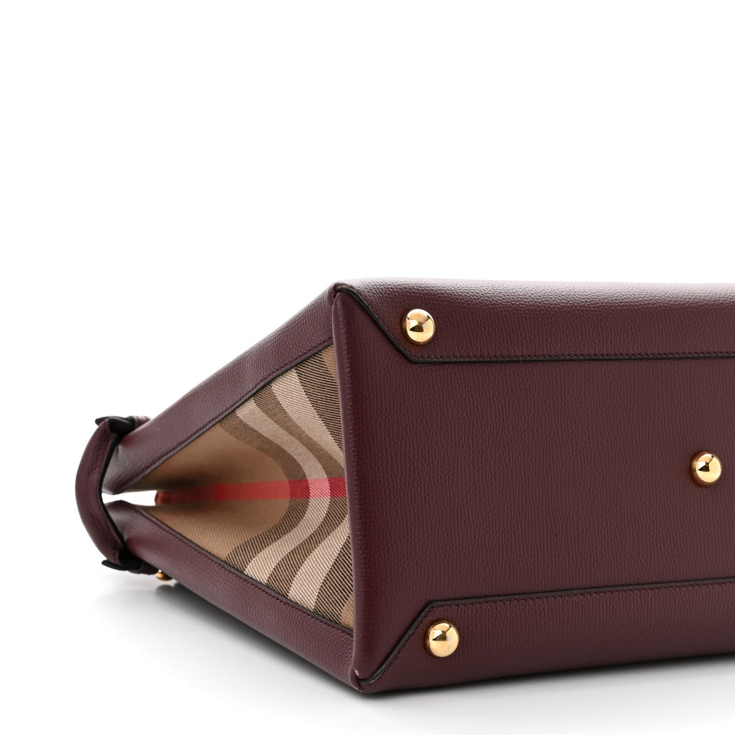 Derby Calfskin House Check Medium Banner Tote Mahogany Red