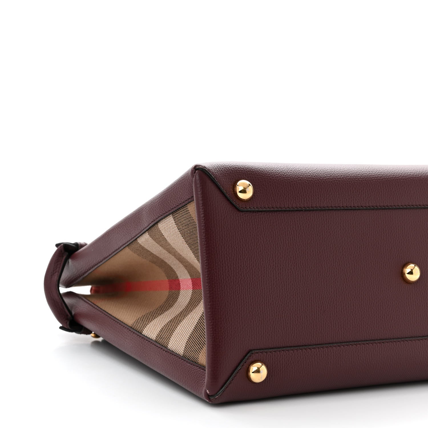 Burberry Derby Calfskin House Check Medium Banner Tote Mahogany Red 9 of 12
