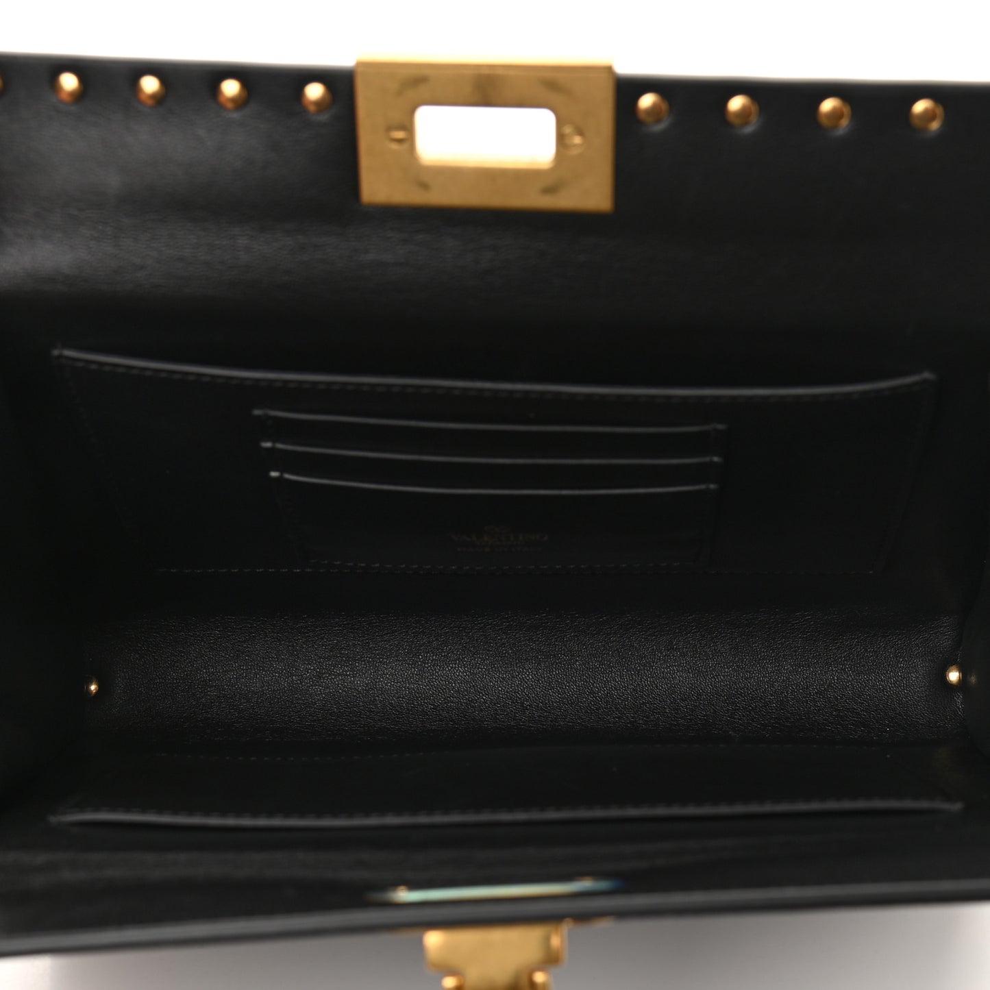 Grainy Calfskin Rockstud Alcove Clutch Black