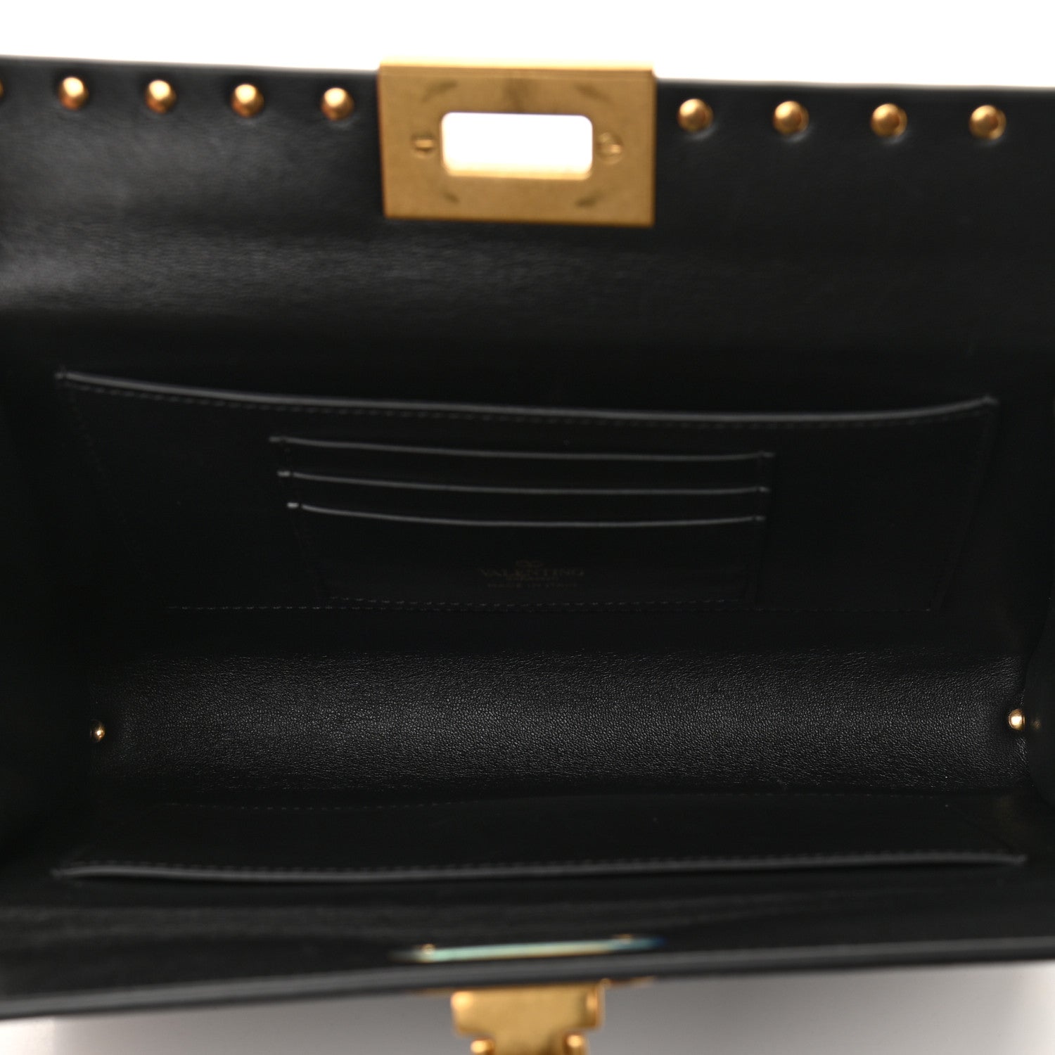 Valentino Garavani Grainy Calfskin Rockstud Alcove Clutch Black 5 of 10