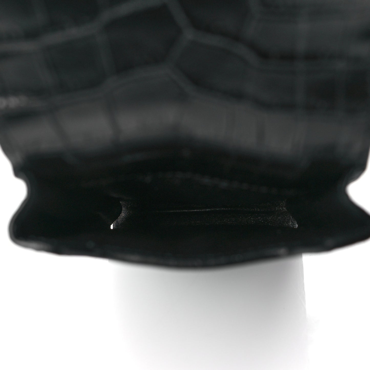 Calfskin Crocodile Embossed Phone Holder Crossbody Black