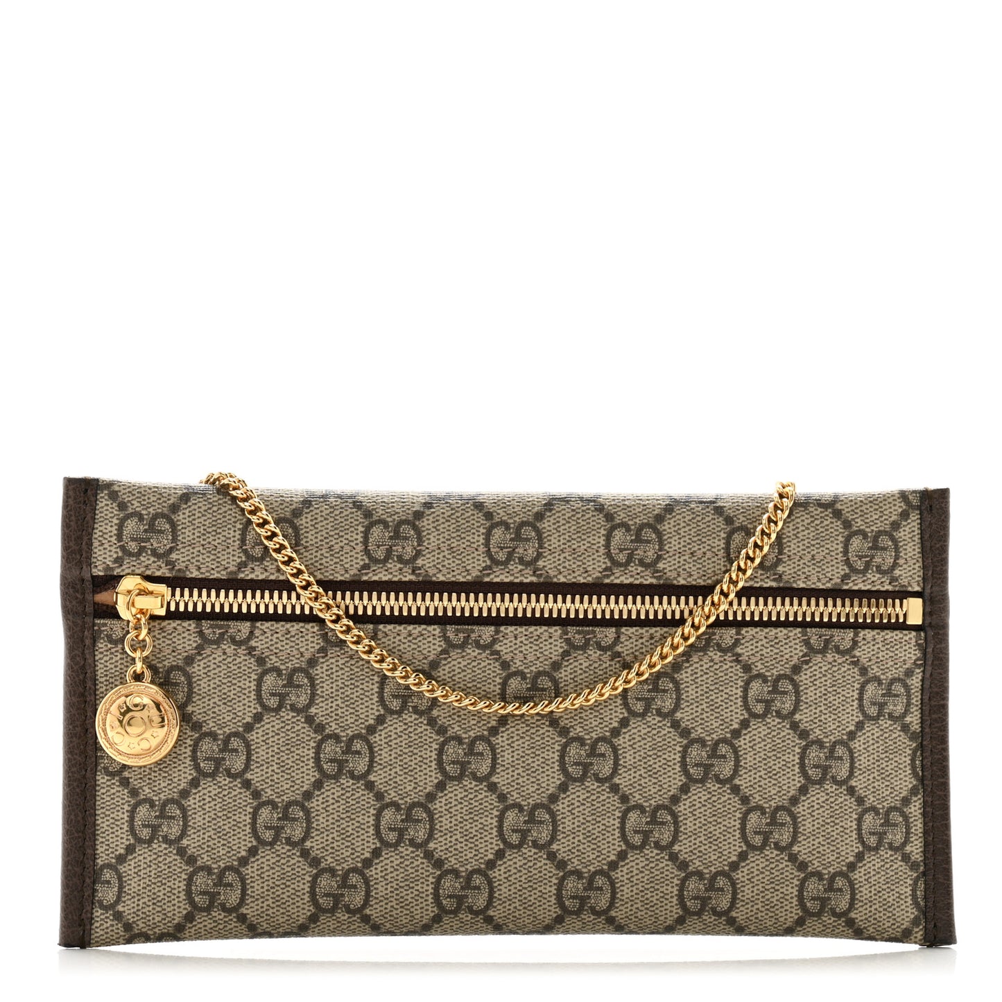 GG Supreme Monogram Large Rajah Chain Clutch Brown