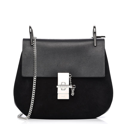 Chloe Suede Smooth Calfskin Drew Shoulder Bag Black 1 of 9