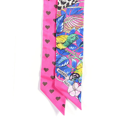 Hermes Silk Jungle Love Love Twilly Rose Vif Bleu Roy 2 of 3