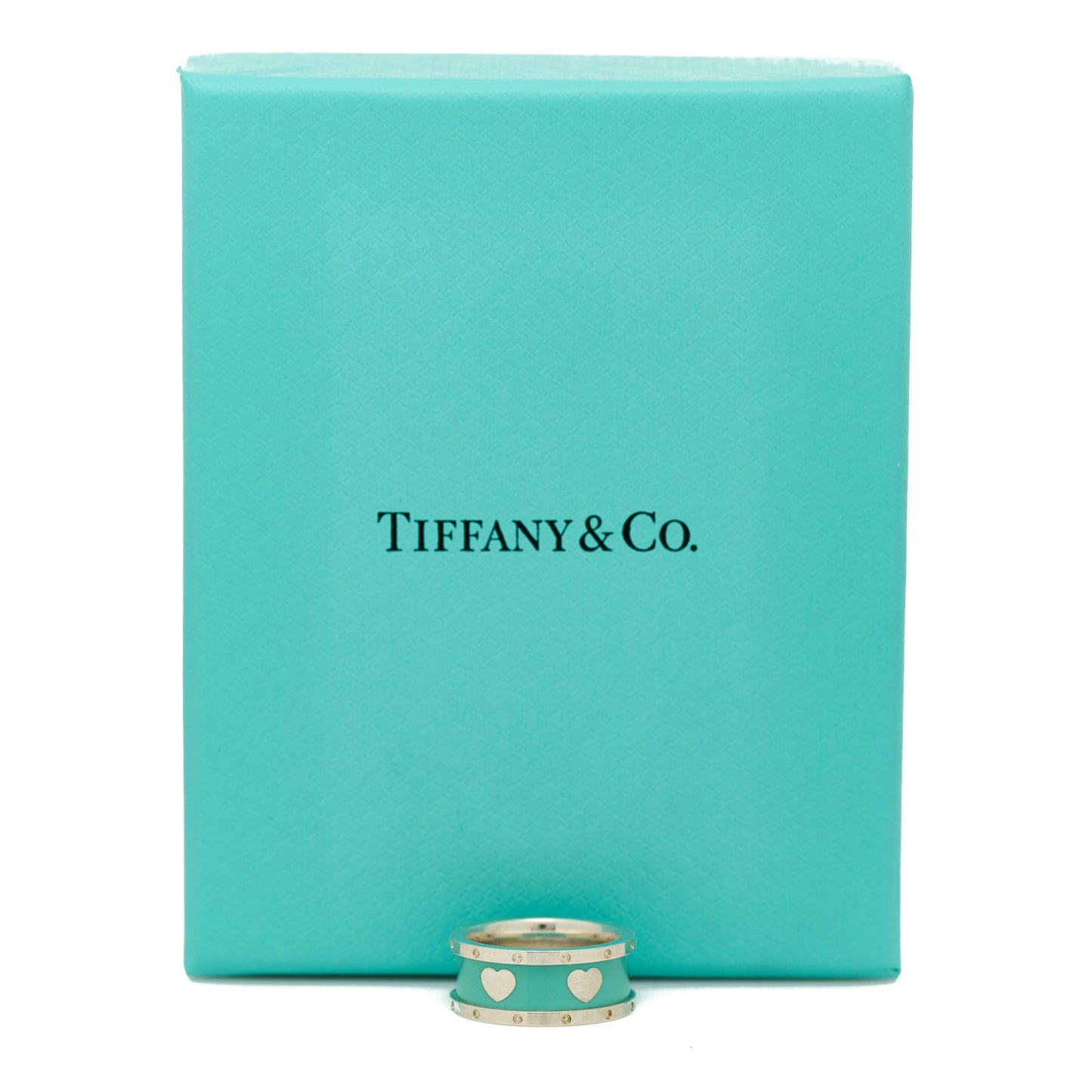 Sterling Silver Enamel Heart Band Ring 48 4.5