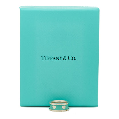 Tiffany Sterling Silver Enamel Heart Band Ring 48 4.5 5 of 5