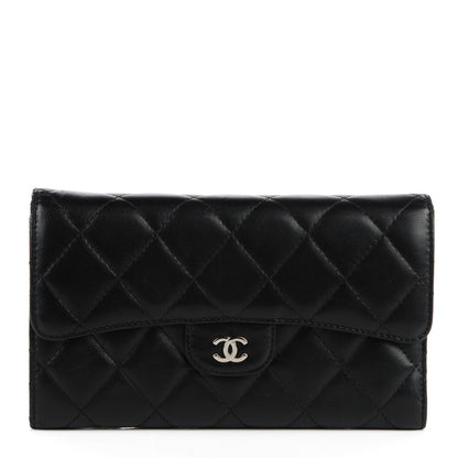 Chanel Lambskin Quilted Large Flap Wallet Black 1 of 8