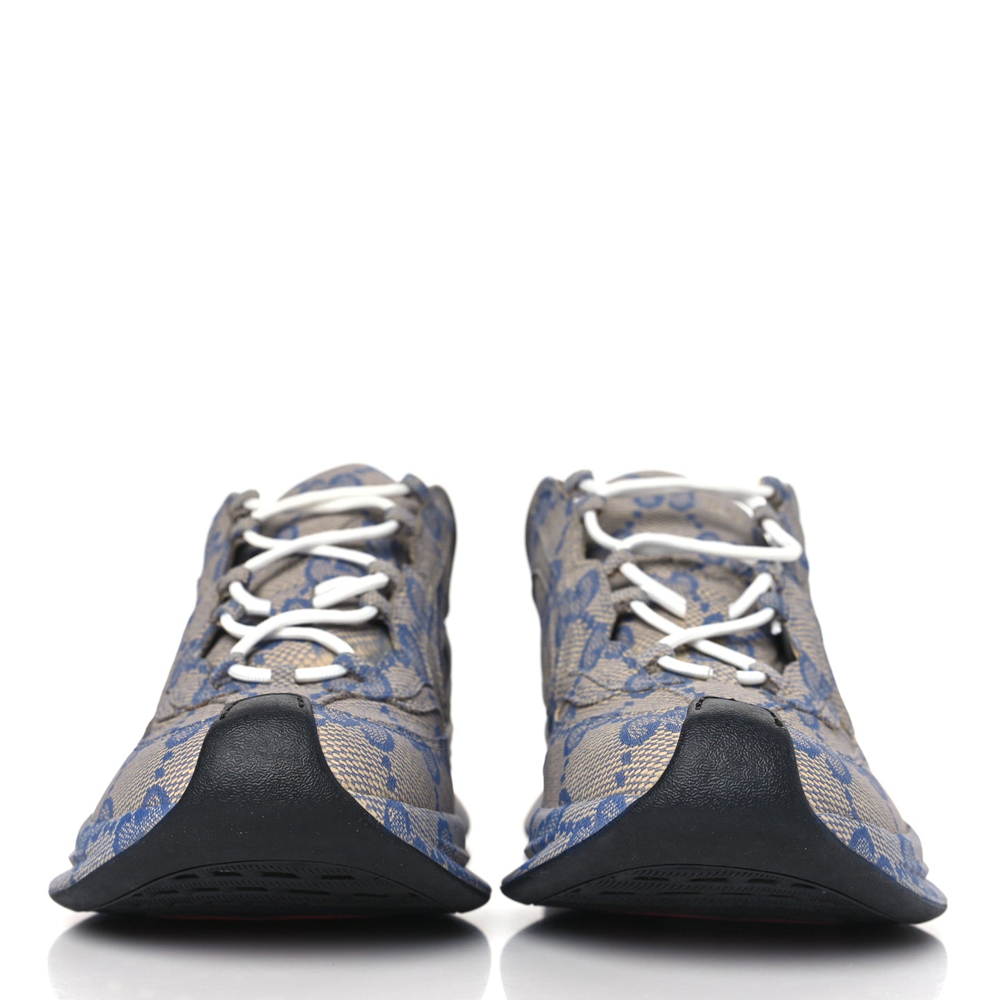 Ultralight Plume Calfskin Monogram Printed Mens Gucci Run Sneakers 9.5 Beige Blue
