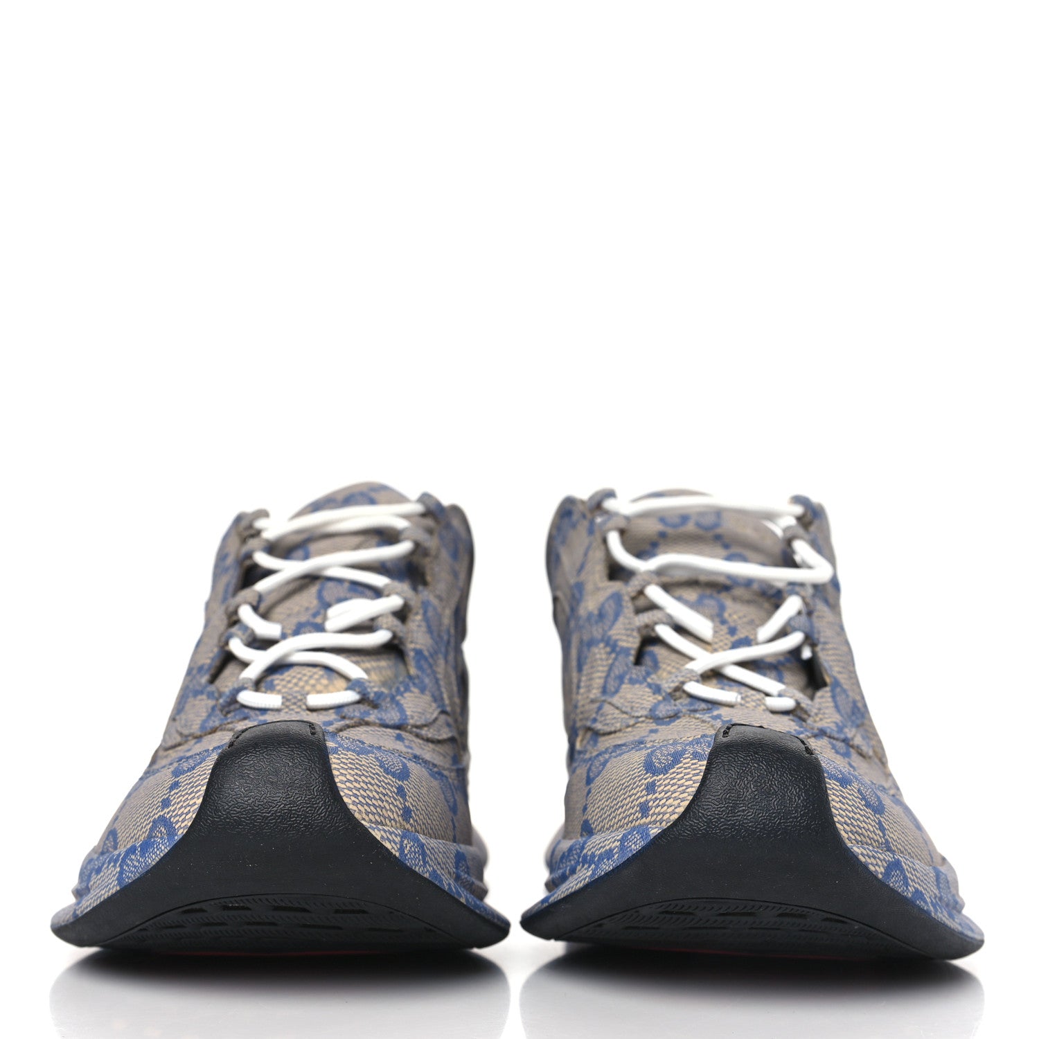 Gucci Ultralight Plume Calfskin Monogram Printed Mens Gucci Run Sneakers 9.5 Beige Blue 2 of 7