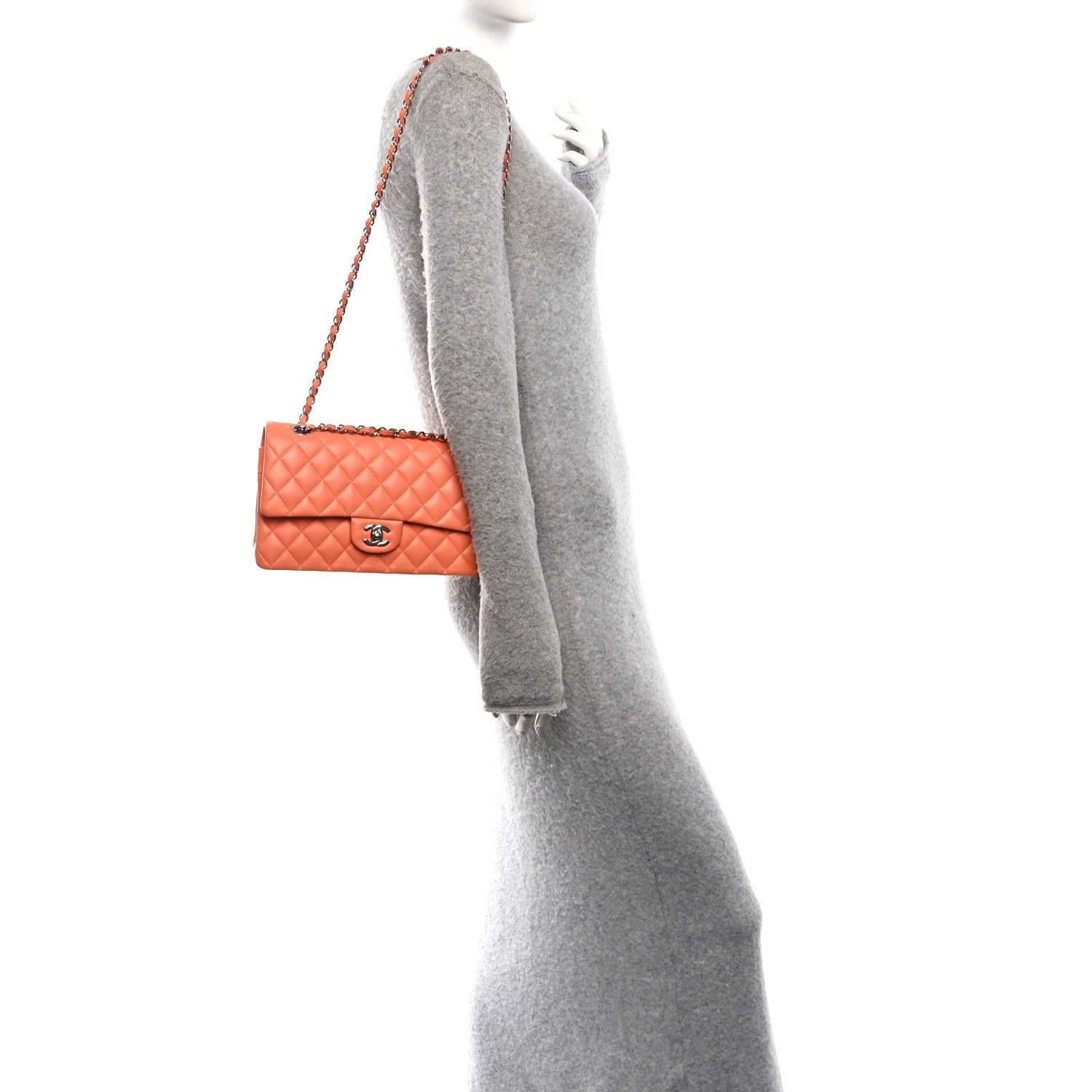 Chanel Lambskin Quilted Medium Double Flap Orange 2 of 11
