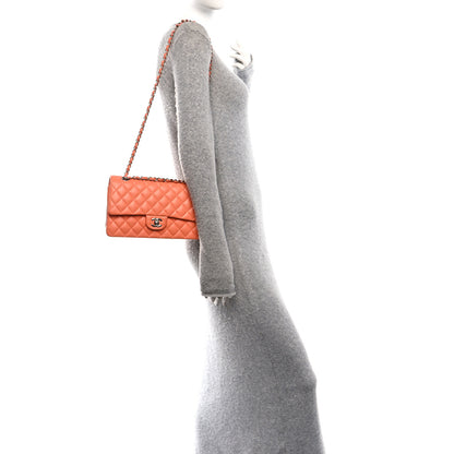 Chanel Lambskin Quilted Medium Double Flap Orange 2 of 11