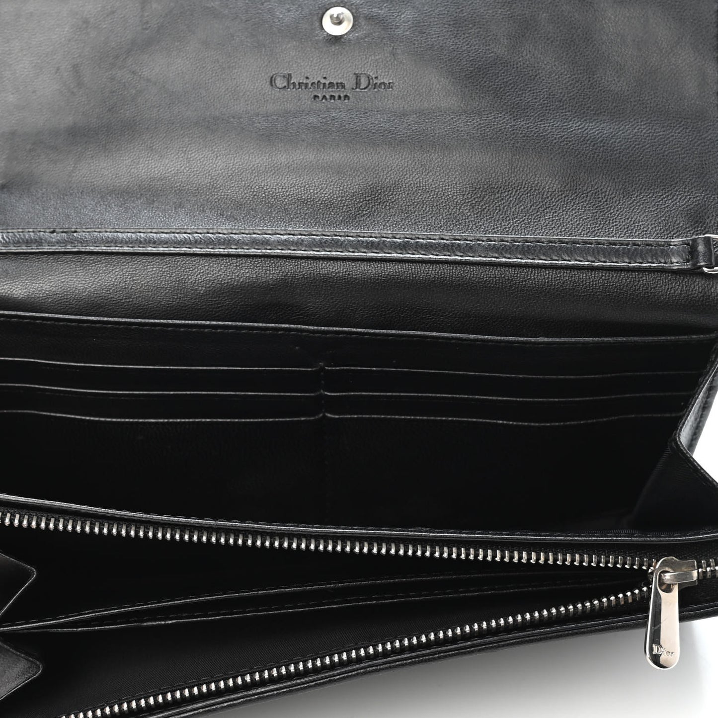 Lambskin Cannage Lady Dior Rendezvous Wallet On Chain Black