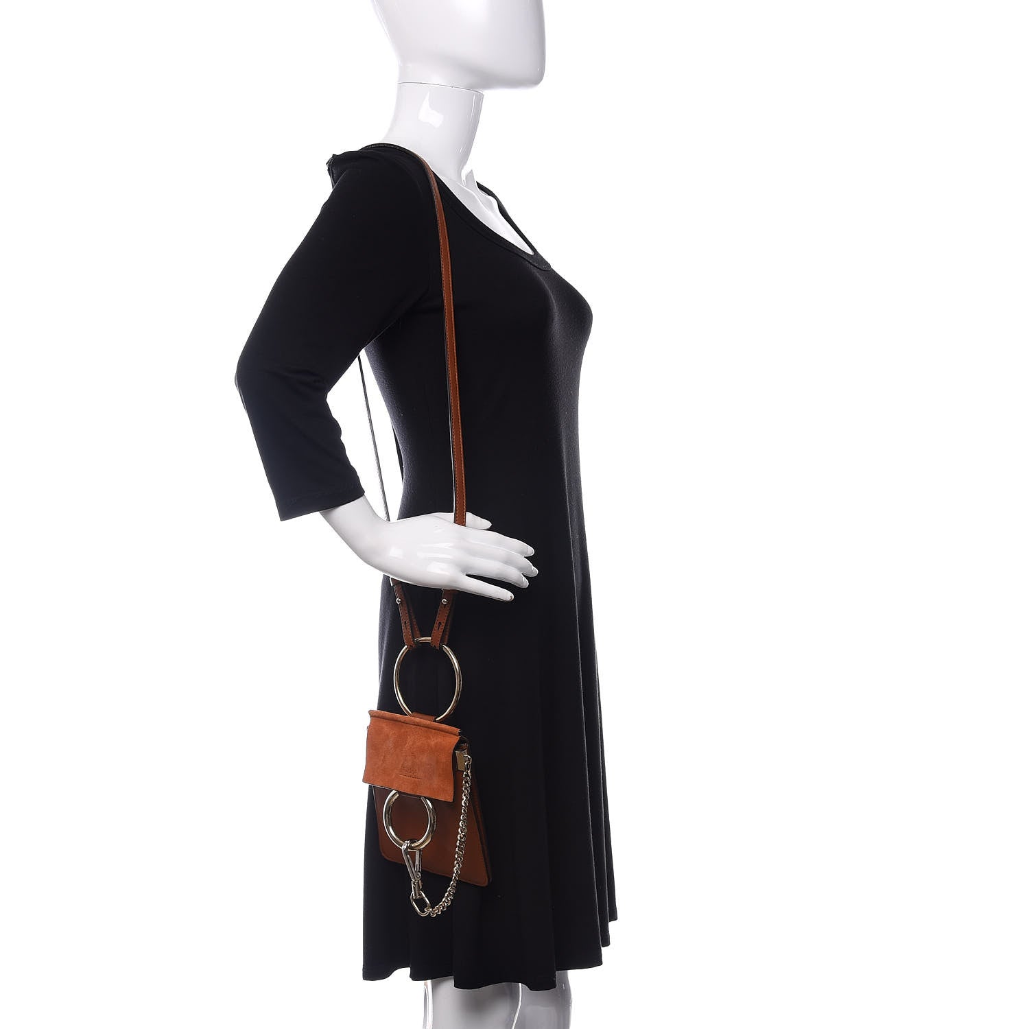 Chloe Suede Calfskin Mini Faye Bracelet Bag Tobacco 2 of 6