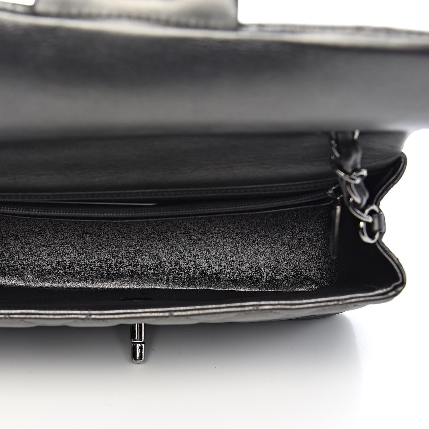 Chanel Metallic Calfskin Quilted Mini Rectangular Flap Charcoal Grey 5 of 13