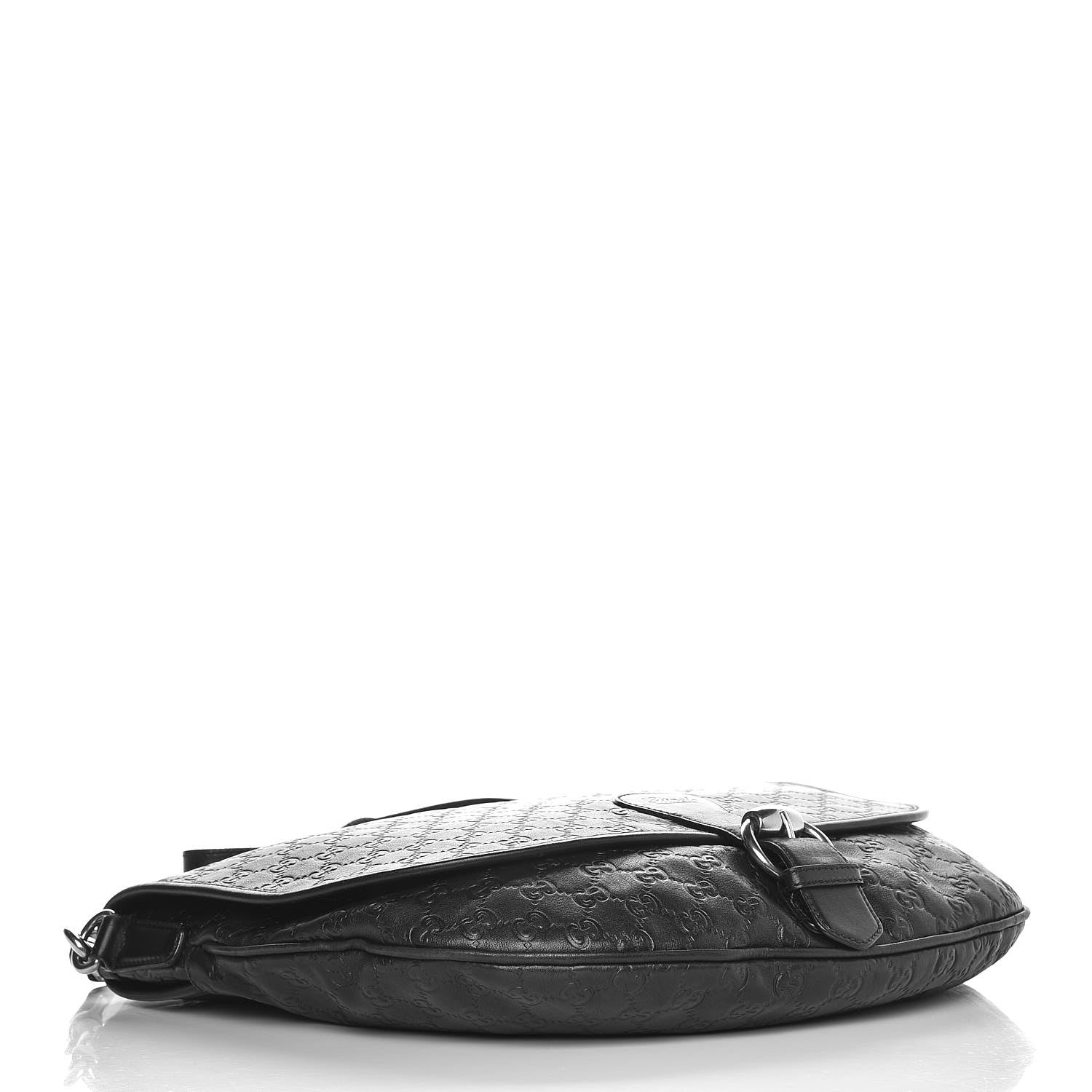 Gucci Guccissima Flap Messenger Bag Black 4 of 10