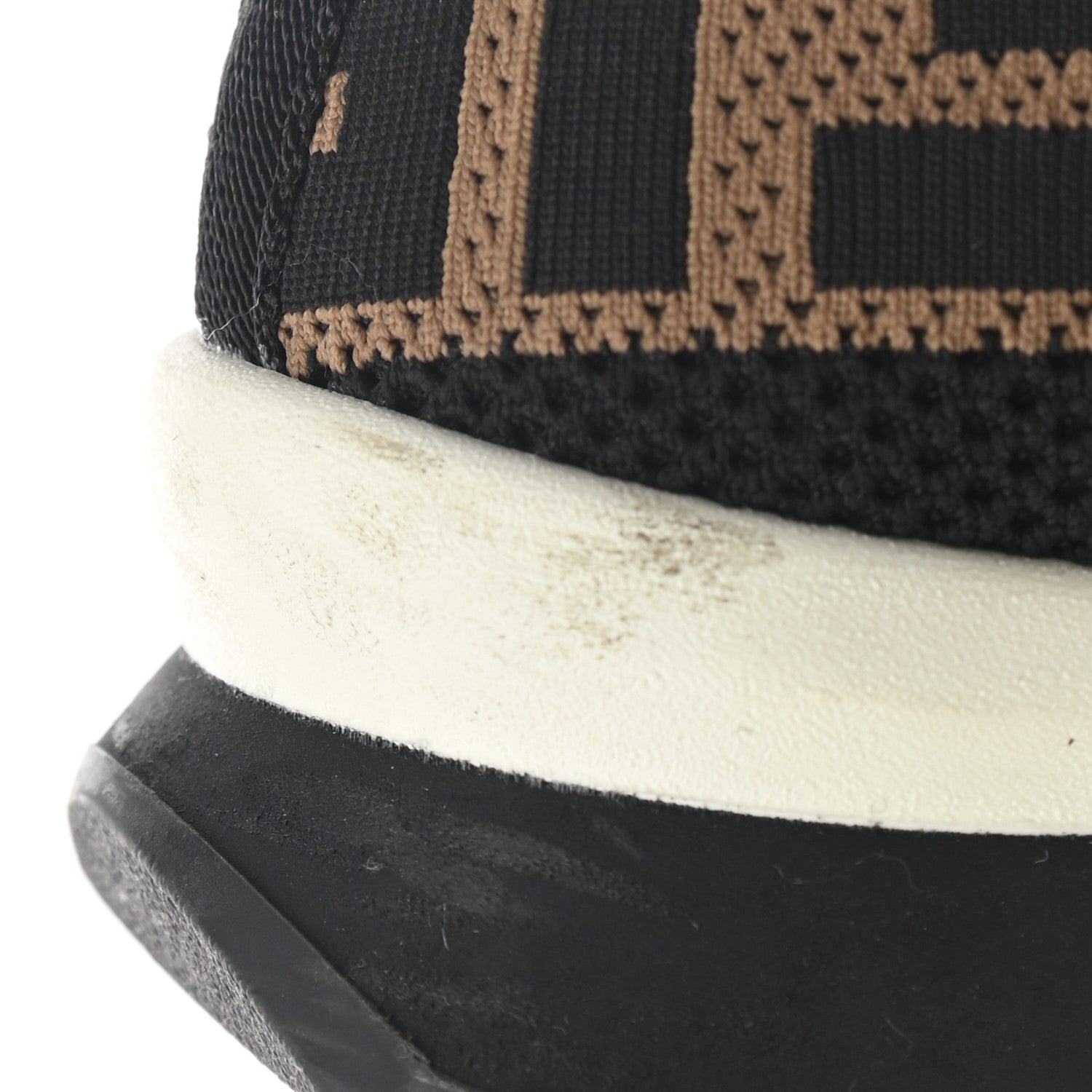 Fendi Stretch Yarn FF Stiff Band Rockoko Sneakers 36 Black White Tobacco 10 of 12