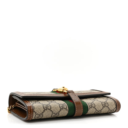 Gucci GG Supreme Monogram Azalea Calfskin Web Jackie 1961 Chain Wallet Beige Ebony Brown Sugar 4 of 13