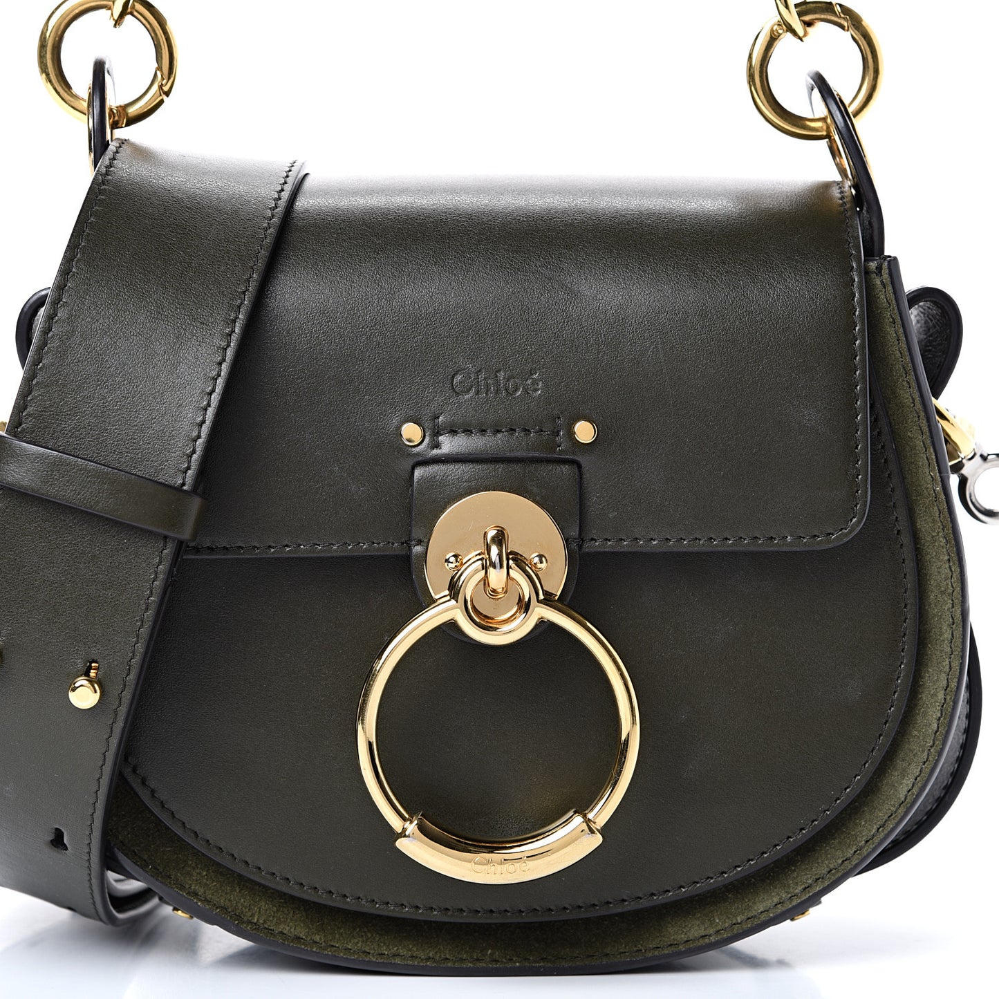Calfskin Suede Small Tess Bag Deep Forest