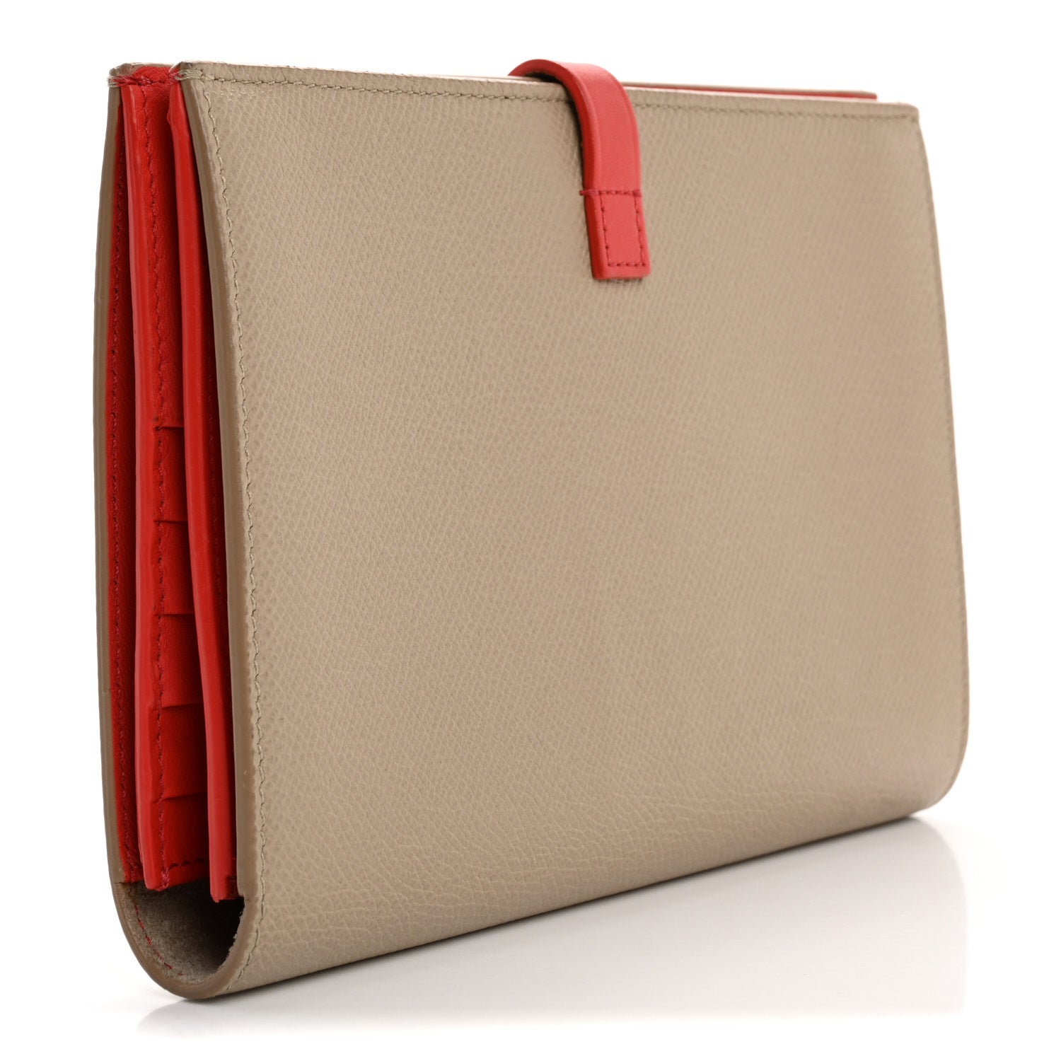 Celine Grained Calfskin Large Multifunction Strap Wallet Light Taupe Red 3 of 10